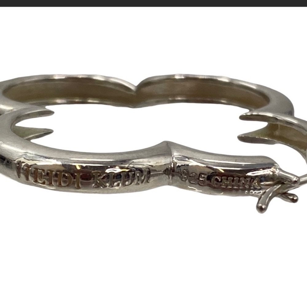 Heidi Klum 925 Sterling Silver Quatrefoil Clover Hoop Earrings